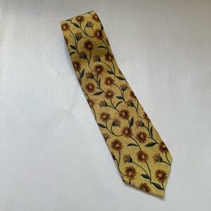 Ermenegildo Zegna Yellow Silk Sunflower‎ Floral Tie Made in Italy
